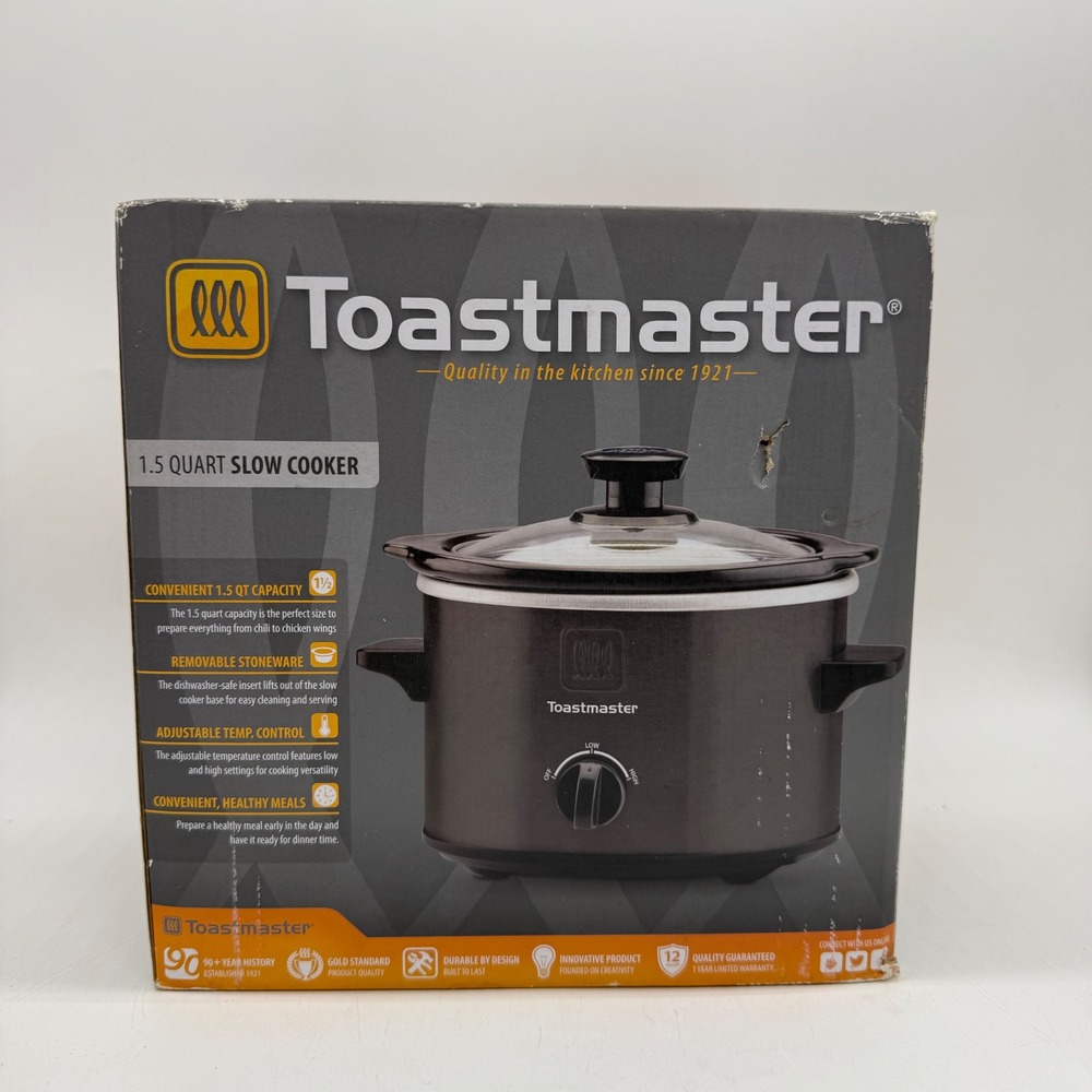 Toastmaster Slow Cooker 1.5 Quart Black Removable Stoneware New